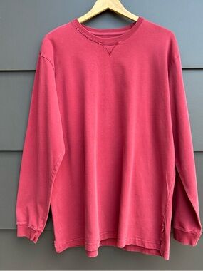 Woolrich Men’s Classic Crewneck long sleeve Tee in lfaded Burgundy - L